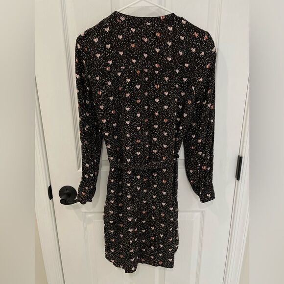 DR2 Black Red Abstract Heart Long Sleeve Fully Lined Shirt Dress Women’s Size S - Picture 2 of 8